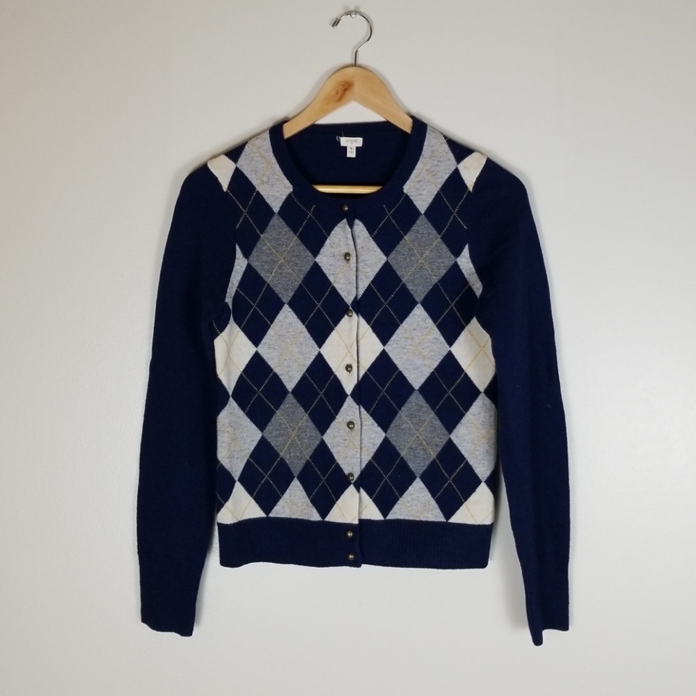 J.Crew argyle sweater, navy blue